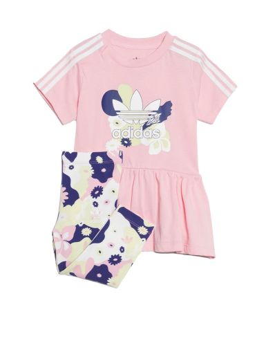 ADIDAS Originals Flower Print Dress And Tights Set Pink/Multi