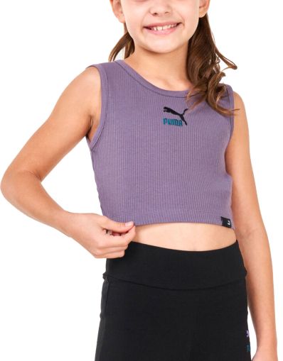 PUMA Classics Cropped Ribbed Tank Purple G