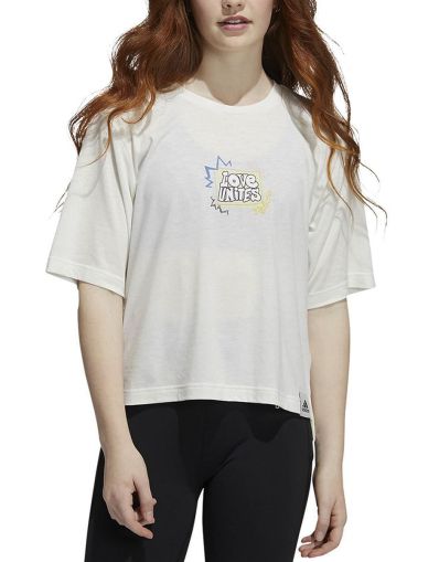 ADIDAS Love Unites Bag Of Sport Graphic Cropped Tee White