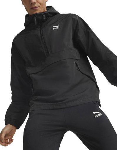 PUMA Half-Zip Hooded Windbreaker Black