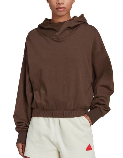 ADIDAS Sportswear Studio Lounge Cropped Hoodie Brown