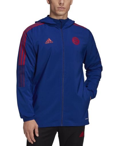 ADIDAS x FC Bayern Munchen Pre Match Hooded Jacket Blue