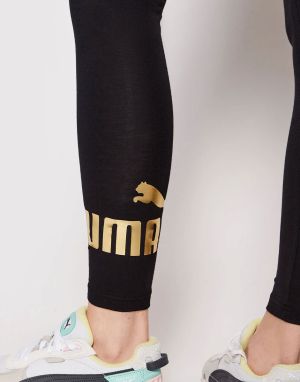 PUMA Essentials+ Metallic Logo Leggings Black
